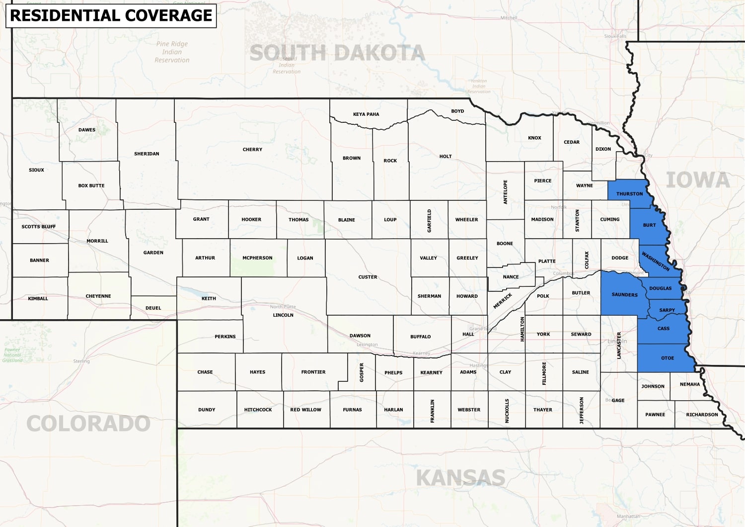 Nebraska County Map